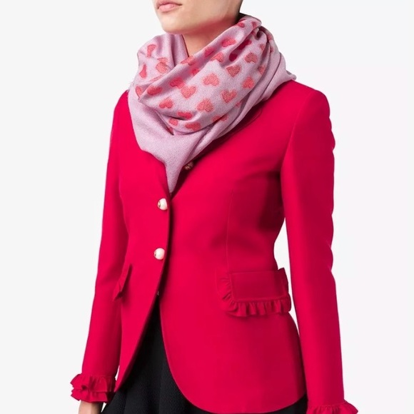 Gucci Accessories - Gucci Wool Silk Roseate Red Alur Heart Shawl